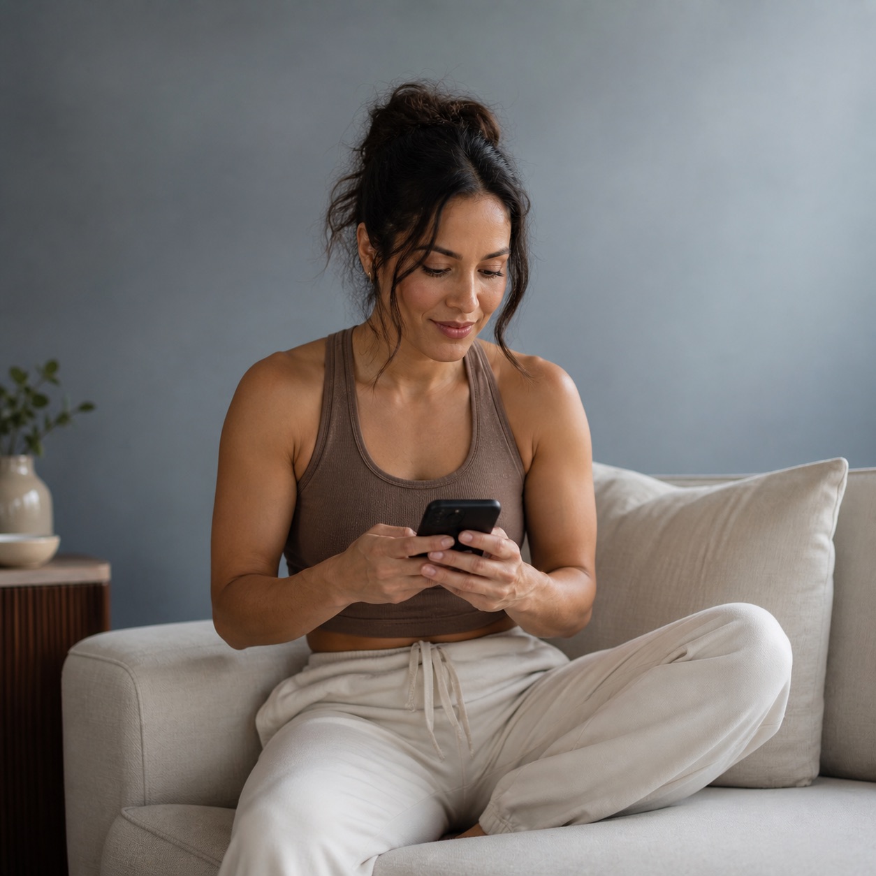 Customer reviewing her OPTML protocol on her phone