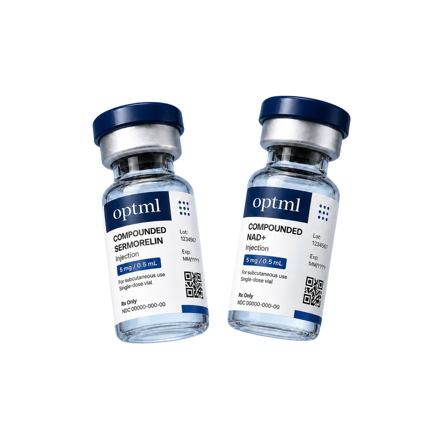 Compounded NAD+ and sermorelin vials