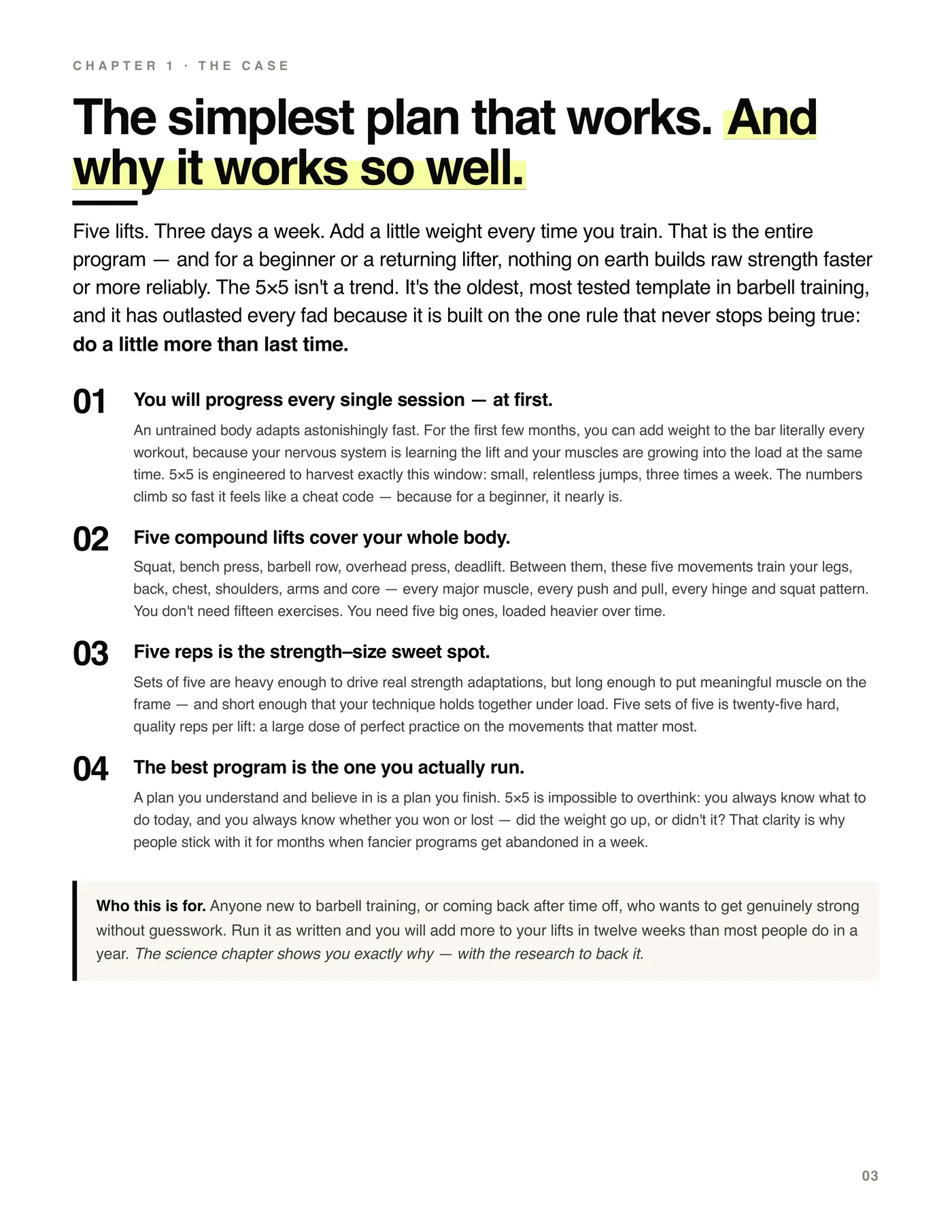 The 5×5 Method, the method