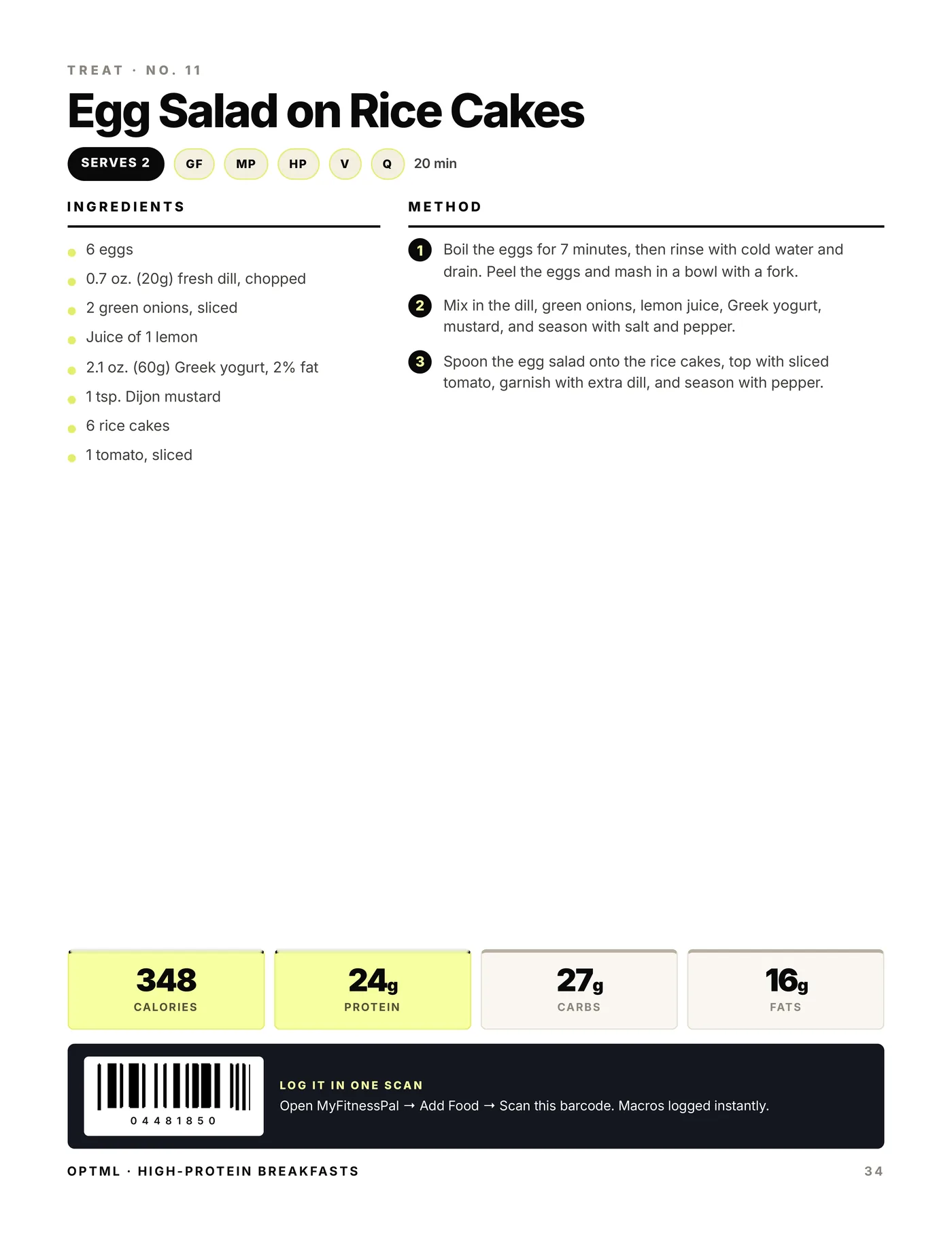 High-Protein Breakfasts, macros + scan code