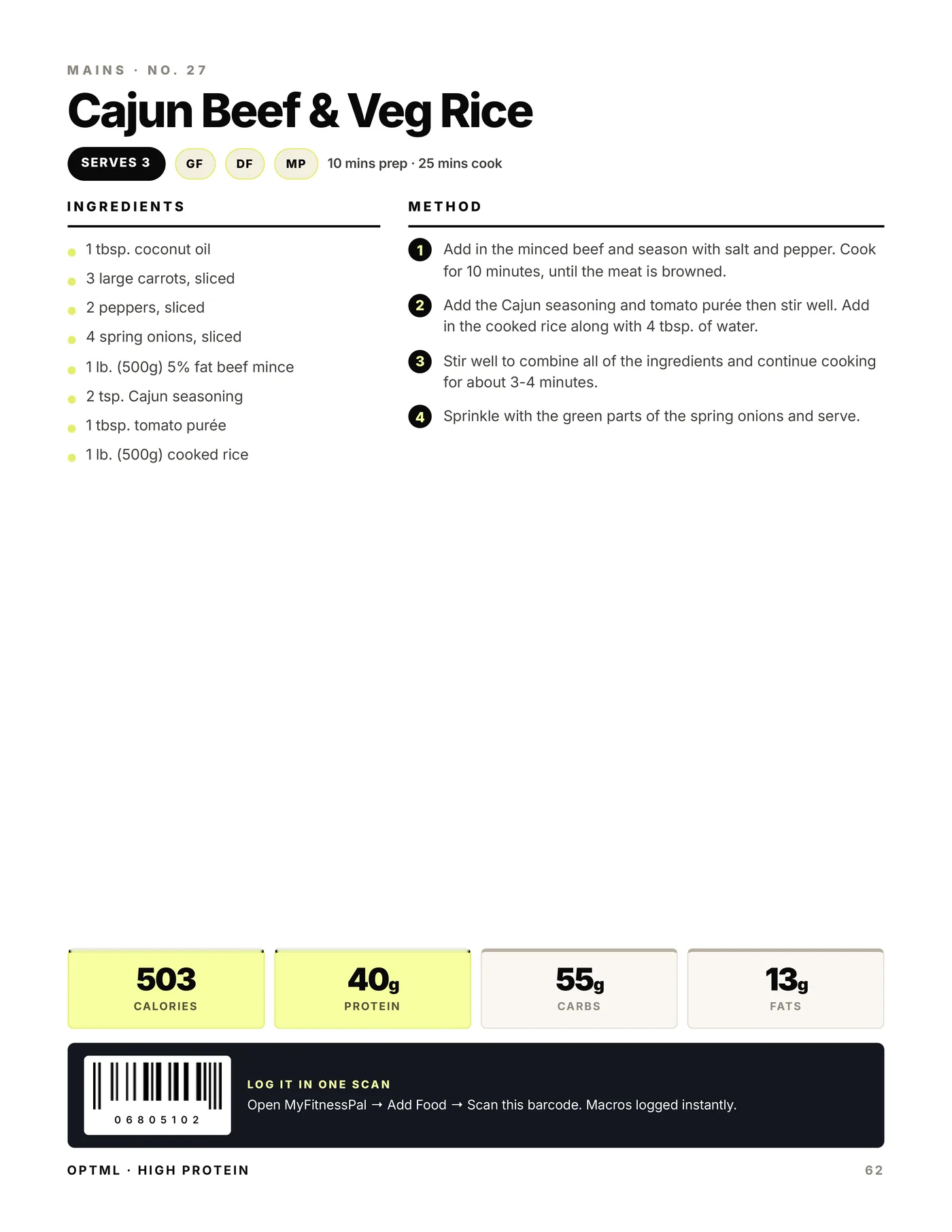 High-Protein Recipes, macros + scan code